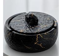 LaSheer Cenicero de cerámica con tapa, ceniceros resistentes al viento para cigarrillos para el hogar, interiores y exteriores, oficina, mesa, soporte para fumar malas hierbas, ceniceros de mármol