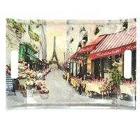 Lashuma Bandeja de café de melamina, bandeja de cristal multicolor con impresión: París, bandeja de plástico grande 38 x 27 cm