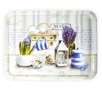 Lashuma Bandeja de melamina rectangular, bandeja de servicio grande para vasos Oasis de Playa, bandeja duradera para barbacoa 50 x 37 cm