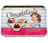 Lashuma Bandeja de plástico retro, multicolor, resistente, 45 x 31 cm, bandeja para servir grande, diseño de chocolate