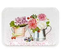 Lashuma Bandeja rectangular de plástico, 45 x 31 cm, diseño de peonía, gran bandeja de cocina colorida