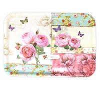 Lashuma - Bandejas rectangulares de melamina, con diseño estampado, Plástico, Rosa Inglaterra, 45 x 31 cm