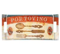 Lashuma Portovino - Bandeja de té (tamaño mediano, rectangular, 41 x 19 cm, plástico), diseño con texto "Portovino"