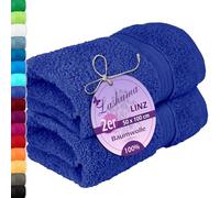 Lashuma Toallas de algodón Azul Real, 2 Piezas de Toalla para baño Serie: Linz, Toallas de Mano 50x100 cm