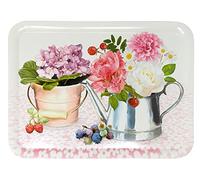 Lashuma XXL - Bandeja de servir multicolor, motivo peonía, bandeja de servicio rectangular 50x37 cm, bandeja de melamina