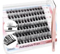 LASHVIEW Self Adhesive Eyelashes, D Curl Press On Lash Clusters Kit Pre Glued Eyelash Clusters with Applicator,No Glue No Remover Needed DIY Lash Extension Kit 10-16 mm (N06-N 78pcs)