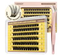 LASHVIEW Self Adhesive Lashes Clusters Eyelashes,Press-on Lashes 10-16mm Individual Lash Extension Kit with Lash Tweezers,No Glue Needed Natural Self Adhesive DIY Eyelash Extension Kit (F23)