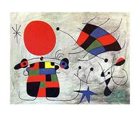 Lasite Joan Miro《Alas extravagantes》Surrealismo Cuadro en Lienzo Cuadros Decoracion Salon Impresión de Lienzo de Pared Arte Pintura para Decoración（90x117cm） 35x46inch,Sin Marco