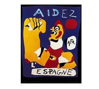 Lasite Joan Miro《Ayuda España》Surrealismo Cuadro en Lienzo Cuadros Decoracion Salon Impresión de Lienzo de Pared Arte Pintura para Decoración（30x39cm） 12x15inch,Sin Marco