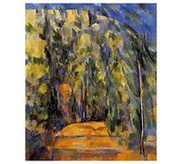 Lasite Paul Cézanne《Curva en Camino Forestal》Impresionismo Cuadro en Lienzo Cuadros Decoracion Salon Impresión de Lienzo de Pared Arte Pintura para Decoración（50x60cm） 20x24inch,Sin Marco