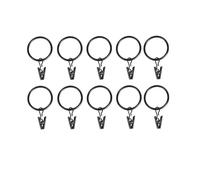 Lasitech 10 Piezas de Accesorios for Ventanas al por Mayor con Clips, Anillos Cortina, Pinzas Metal for Ropa, Hebillas Varilla, decoración(Black-32mm)