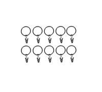 Lasitech 10 Piezas de Anillos Cortina, Clips Metal Decorativos, Resistentes al óxido, for Colgar Cortinas y Ventanas, Ganchos for Ropa(Black-25mm)