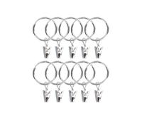 Lasitech 10 Piezas de Ganchos Metal for Cortina, Anillos for Varilla, Abrazaderas for Ventana, Ducha, Pinzas Ropa Retro, Hebillas for Poste, Accesorios decoración del hogar(Silver-32cm)