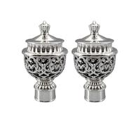 Lasitech 2 Piezas de plástico Hueco for riel Cortina, Extremos Barra, Accesorios Tapa Cabeza(Silver)