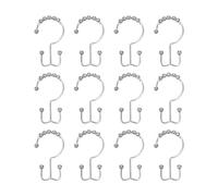 Lasitech Juego de 12 Anillas metálicas for Cortina Ducha, Ganchos for baño, Resistentes a la oxidación, Dobles(HG026-Silver-12pcs)
