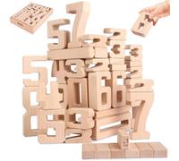 Lasoba Bloques de Números de Madera, Bloques de Dígitos Grandes 1-10, 32 Piezas Bloques Matemáticos para Niños, Bloques Educativos para Bebés, Juguetes para Aprender Números de 3 Años +