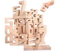 Lasoba Bloques de Números de Madera, Bloques de Dígitos Grandes 1-10, 32 Piezas Bloques Matemáticos para Niños, Bloques Educativos para Bebés, Juguetes para Aprender Números de 3 Años +