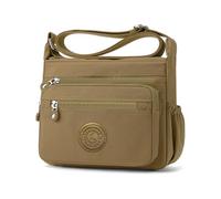 LassZone Bolso cruzado casual con múltiples bolsillos para mujer, de nailon, impermeable, bolsa de hombro, bolsa de viaje para compras, senderismo, uso diario, Brown, M