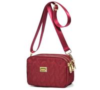 LassZone Bolso cruzado para mujer y niña, con múltiples bolsillos, impermeable, de nailon, pequeño monedero para teléfono celular, Red, 7.9 x 3.9 x 5.1 Inches