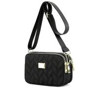 LassZone Bolso cruzado para mujer y niña, con múltiples bolsillos, impermeable, de nailon, pequeño monedero para teléfono celular, Black, 7.9 x 3.9 x 5.1 Inches