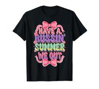 Last Day of School Girls Gen Alpha Bussin Summer Preppy Bow Camiseta