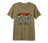 Last Day of School Profesor Off Duty Gafas de Sol Retro Atardecer Camiseta Premium