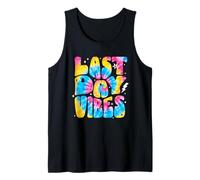 Last Day Vibes Tie Dye Letras Retro Fin de Clases Verano Camiseta sin Mangas