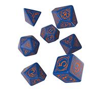 Q-Workshop Set de dados Wizard Azul oscuro y naranja
