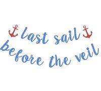 Last Sail Before The Veil - Cartel náutico para boda, compromiso, despedida de soltera, crucero, viaje, decoración de ancla roja con purpurina