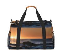 Last Sun Rays of Over The Sea Waves - Bolsa de viaje con estampado de olas de fin de semana, bolsa de gimnasio, bolsa de noche, artículos esenciales de viaje para mujeres y hombres, Black, Talla única