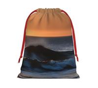 Last Sun Rays Of Over The Sea Waves - Bolsas de regalo reutilizables con cordón para bolsas de caramelos, cumpleaños, bodas o uso diario
