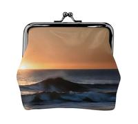 Last Sun Rays of Over The Sea Waves - Cartera de piel sintética de microfibra impresa con cierre de beso para organizar el cambio de llaves del lápiz labial