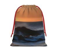 Last Sun Rays Of Over The Sea Waves Print Surtido de bolsas de regalo de varios tamaños, bolsas de regalo con cordón para mujeres, Navidad, cumpleaños, reutilizables