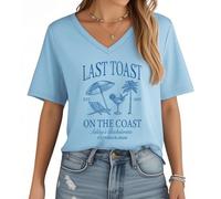 Last Toast On The Coast - Camisa de despedida de soltera, camiseta Last Toast On The Coast para mujer y hombre, Azul Carolina (cuello en V), XL