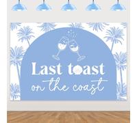 Last Toast on The Coast - Telón de fondo costero para despedida de soltera, decoración de fiesta de despedida de soltera, concha azul, champán, telón de fondo para mujeres, despedida de soltera,