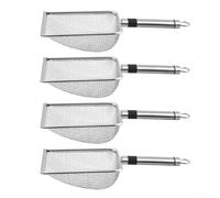 Lastdaytime Juego de tamiz de suelo de acero inoxidable con asa, 4 tamaños de malla para tamizar el suelo, filtrar arena para mascotas, arcilla y arena (plateado)