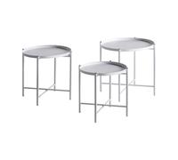 Lastdeco | Mesa de Centro | Conjunto 3 Mesas Auxiliares de Hierro | Blanco