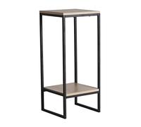 Lastdeco - Mesa Pequeña Circular HENCHE | Mesa Auxiliar Madera y Hierro - 1 Balda -Color Negro y Natural | Medidas 30 x 71 x 30 cm