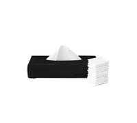 LastTissue® Caja de pañuelos de algodón reutilizables | Pañuelos faciales y de bolsillo para hombres y mujeres - Pañuelos faciales lavables con caja de almacenamiento -Negra