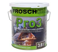 Lasur Protector Madera Interior y Exterior 3,8L - Doble Protección UV e Impermeable | Secado Rápido 2h | Acabado Poro Abierto Alta Penetración | Color Castaño 113 | Froschemie Pro3