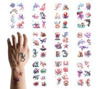 lasuroa 10 Láminas Tatuajes Temporales Animales Marinos, Pegatinas Tatuajes Acuarela Impermeables Vida Marina para Niños Niñas Adultos para Brazos Hombros Decoración Fiestas Cumpleaños