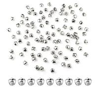 Lasuroa 100uds Cascabeles Manualidades, 0,8cm Cascabeles Pequeños Jingle Bells Decorativos para Fiestas Navideñas Cajas de Regalo Decoraciones (Plata)