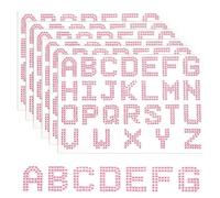 lasuroa 156 Pegatinas de Letras Adhesivas, 6 Hojas Letras Decorativas con Purpurina Pegatinas de Letras de Diamantes Pegatinas de Letras Brillantes para Bricolaje Decoración de Ropa (Rosa)