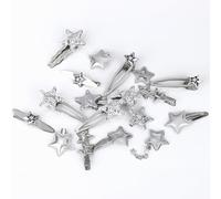 lasuroa 18 Uds Y2K Pinzas de Estrellas para el Pelo, Años 2000 Estilo Retro Plateado Pasadores Estrella Punk Kawaii Accesorios para el Cabello Y2K for Mujeres Niñas Estilo Largo Corto y Ondulado