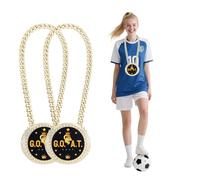 lasuroa 2uds Cadenas Medalla Cabra, Collar Mayor Punto Inflexión de 15cm Cadena Campeón MVP Divertida para Premios Deportes Fantasía Fútbol Baloncesto Sóftbol Regalos para Atletas