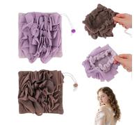 lasuroa 2uds Esponjas de Baño 2 en 1 Lufa, Esponja de Baño Malla Exfoliante con Cordón Esponja Ducha Reutilizable Malla para Suavizar la Piel y Limpiarla Profundamente (Morado, Marrón)