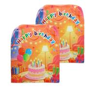 lasuroa 2uds Fundas de Silla con Temática Feliz Cumpleaños, Coloridas con Diseños Pastel Globo y Regalo para Decoración Fiestas Cumpleaños Infantiles Escolares y del Hogar