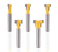 lasuroa 5uds Cortador de Ranura en T, Fresas para Ranuras en T Vástago de 1/4" Broca Ojo Cerradura con Diámetro Hoja 5/16 3/8 7/16 1/2 y 5/8" para Ranurar Madera