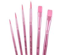 lasuroa 6uds Juego de Pinceles, Nailon Rosa Pinceles Pintar para Pintura Acrílica Punta Redonda y Plana para Óleo Acuarela Arte Facial Uñas Cuerpo Miniaturas Detalles Pintura Rupestre