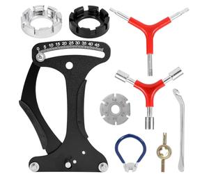 lasuroa 9uds Juego de Llaves Radios Bicicleta, Llave Torque Radios & Medidor Tensión con Palancas Neumáticos Universal Kit de Corrección Rin Herramientas Reparación para Ajuste Rueda Mantenimiento